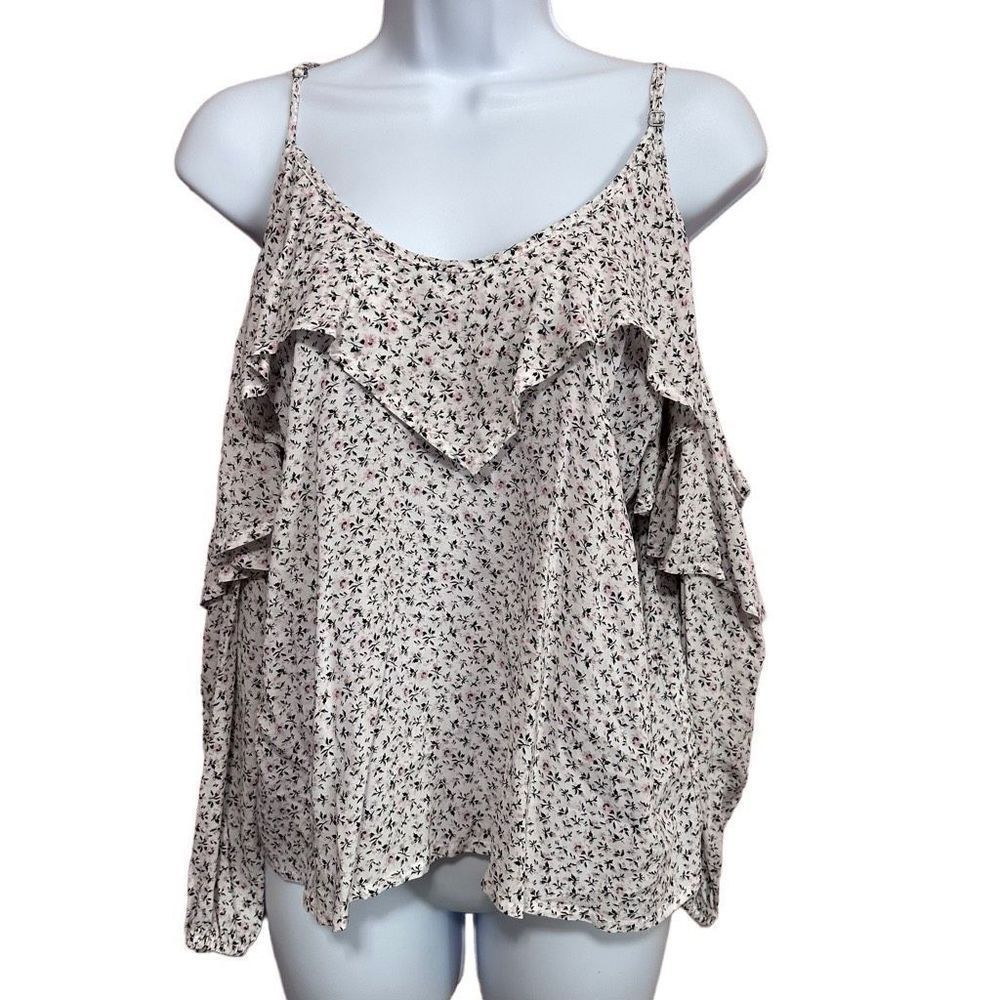 Abercrombie & Fitch white floral cold shoulder top size small